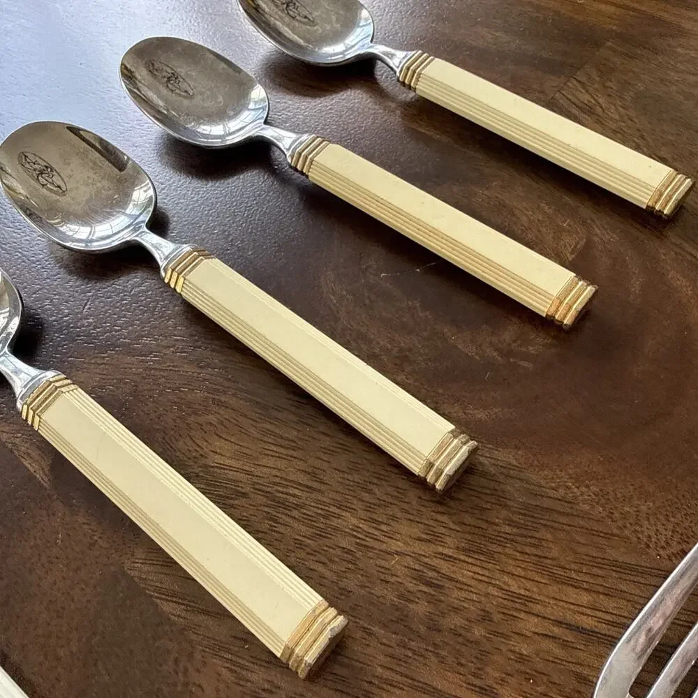 12 Mikasa Jack Lenor Larsen Navarro Knives Spoons Flatware Vintage 1980’s